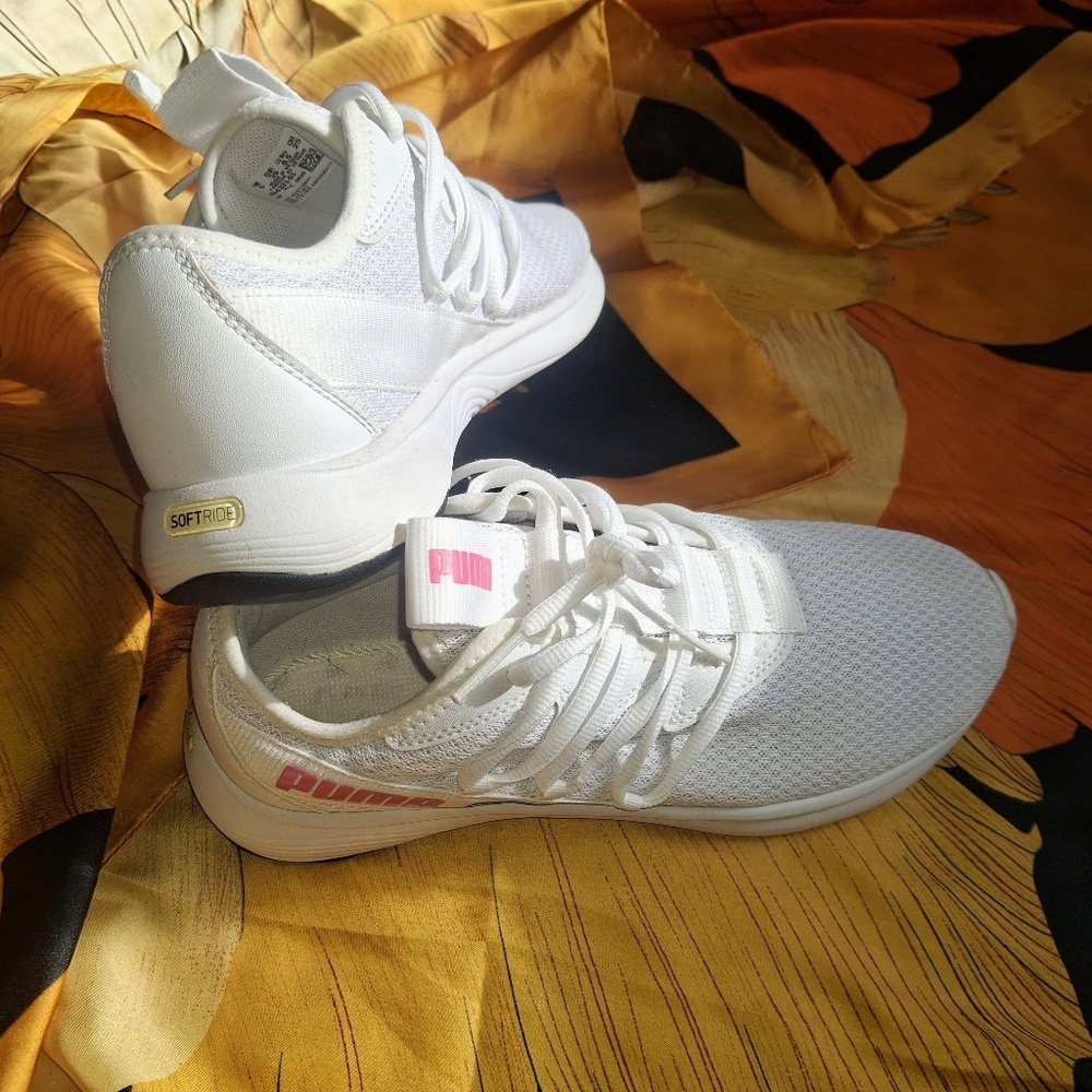 🎁PUMA Soft Ride Star Running Shoes Mesh White/ Pink Sz. 8.5 - Picture 4 of 10